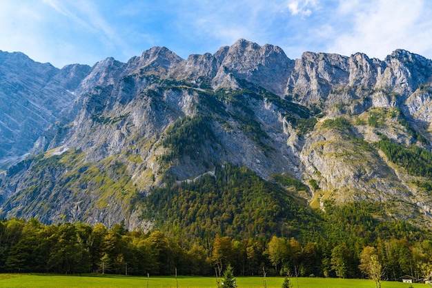 Alpy Góry Pokryte Lasem Koenigssee Konigsee Park Narodowy Berchtesgaden Bawaria Niemcy