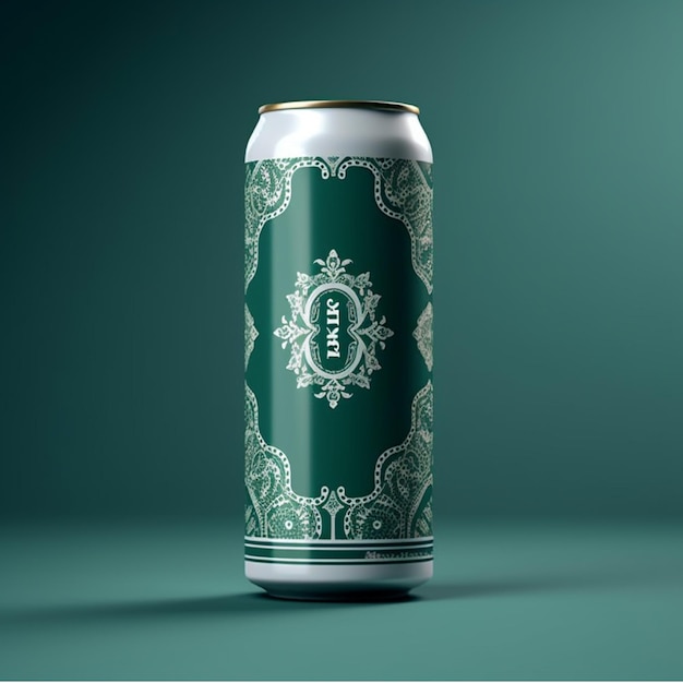 Aluminiowa puszka piwa makieta na zielonym tle renderowania 3d