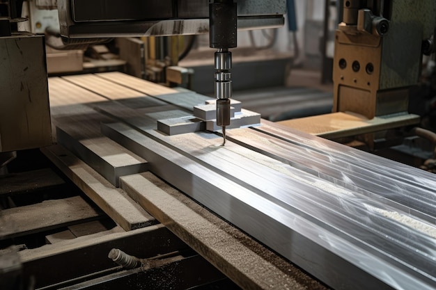 Aluminiowy pręt cięty na określoną długość dla procesu produkcyjnego utworzonego za pomocą generatywnego AI