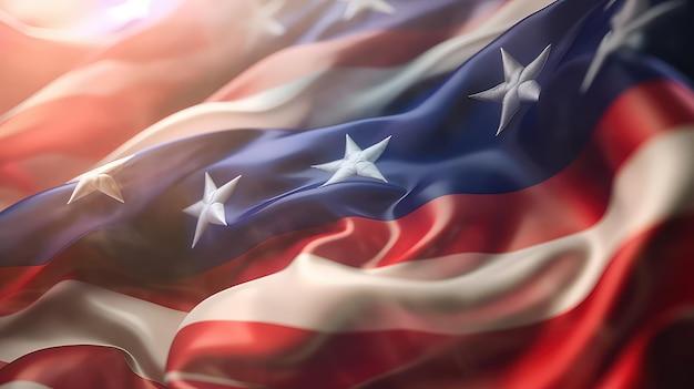 Amerykańska flaga 3d render dla tła i tapety niezależnego tematu dnia