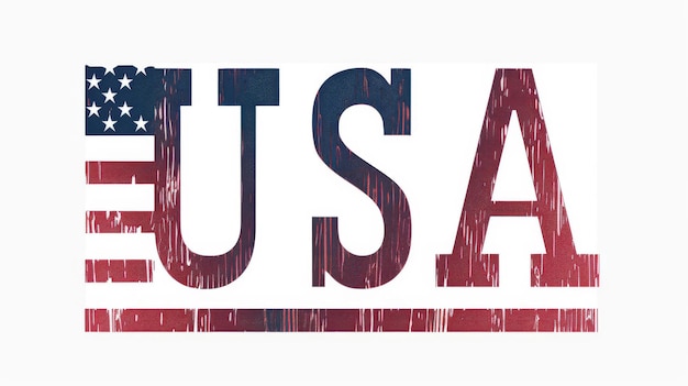 Amerykańska flaga logo sztandar USA patriotyzm gwiazdy i paski z tekstem USA demokracja i wolność