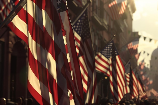 Amerykańska flaga na paradzie patriotycznej