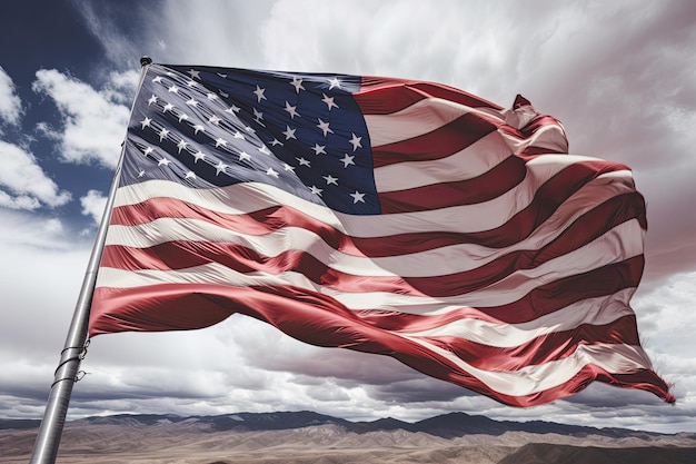 Amerykańska flaga powiewająca na wietrze