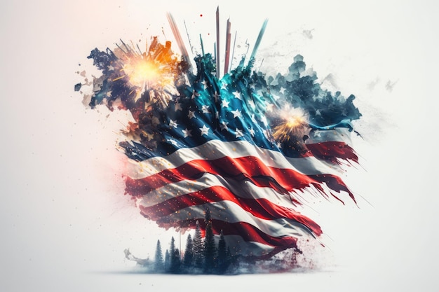 Zdjęcie amerykańska flaga stworzona z dymu i gwiazd generative ai