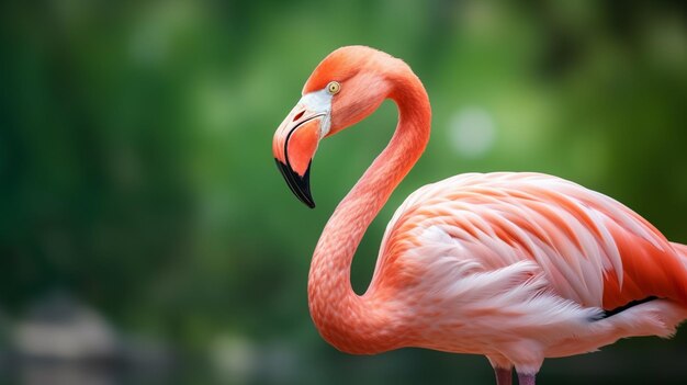 Amerykański flamingo Phoenicopterus ruber lub flamingo z Karaibów Duży ptak relaksuje się ciesząc