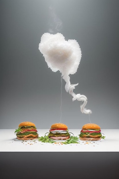 Zdjęcie amerykański hamburger z frytkami.