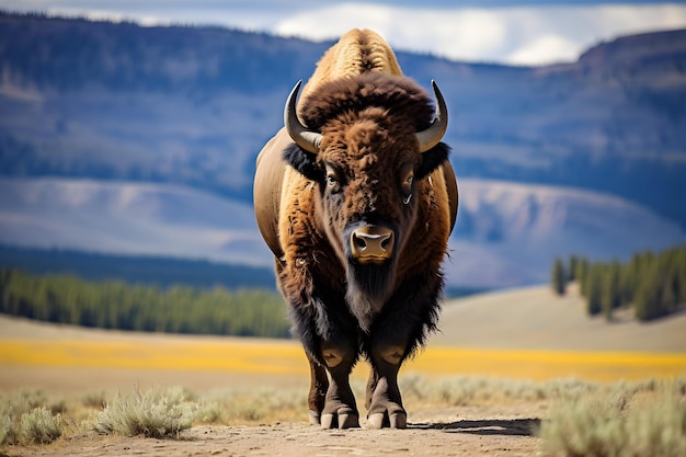 Amerykański żubr w Yellowstone