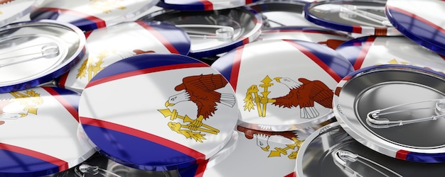 Amerykańskie Samoa okrągłe odznaki z flagą kraju głosowanie koncepcja wyborów ilustracja 3D