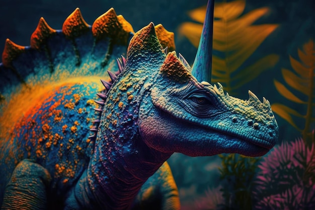 Ampelozaur Kolorowy niebezpieczny dinozaur w bujnej prehistorycznej naturze przez Genera