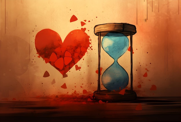 an_hourglass_sitting_on_a_red_color_background