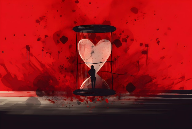 an_hourglass_sitting_on_a_red_color_background