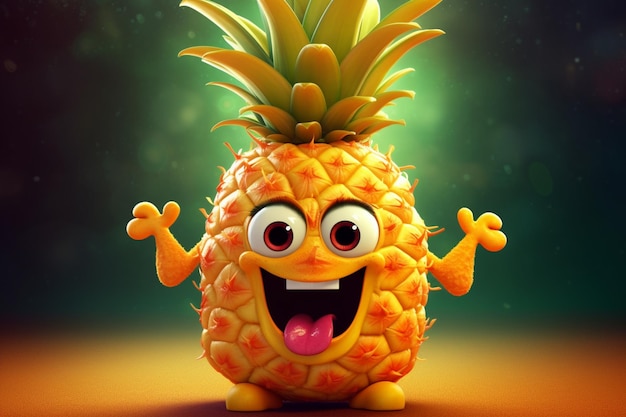 Ananas animowany z radosną buzią