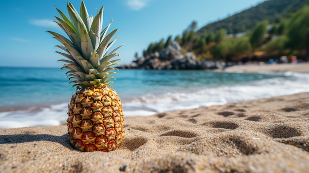 ananas na piaszczystej plaży