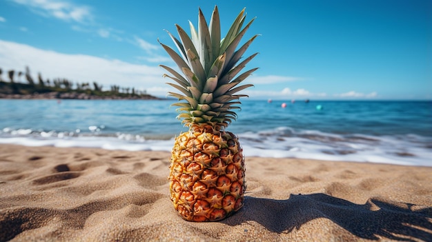 ananas na piaszczystej plaży