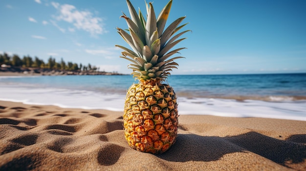 ananas na piaszczystej plaży