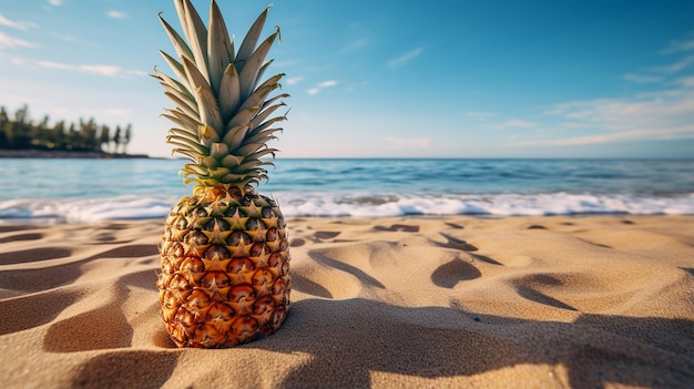 ananas na piaszczystej plaży