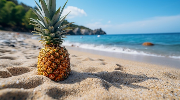 ananas na piaszczystej plaży