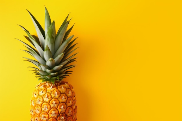 Ananas na żółtym tle Widok z góry Kopiuj przestrzeń Wzór dla minimalistycznego stylu Pop art design cre