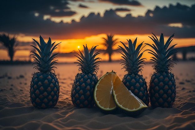 ananas Naturalne świeże owoce Tropikalne wakacje koncepcja