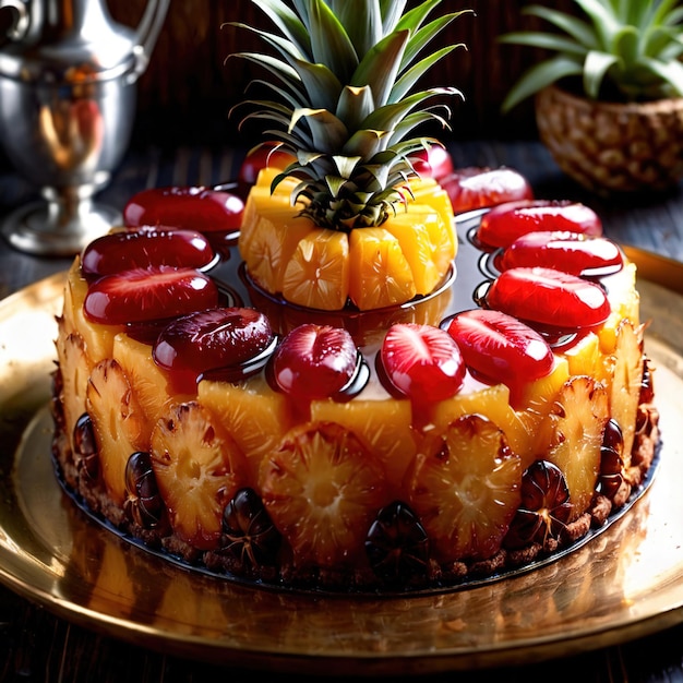 Ananas UpsideDown Cake tradycyjny popularny słodki tort deserowy