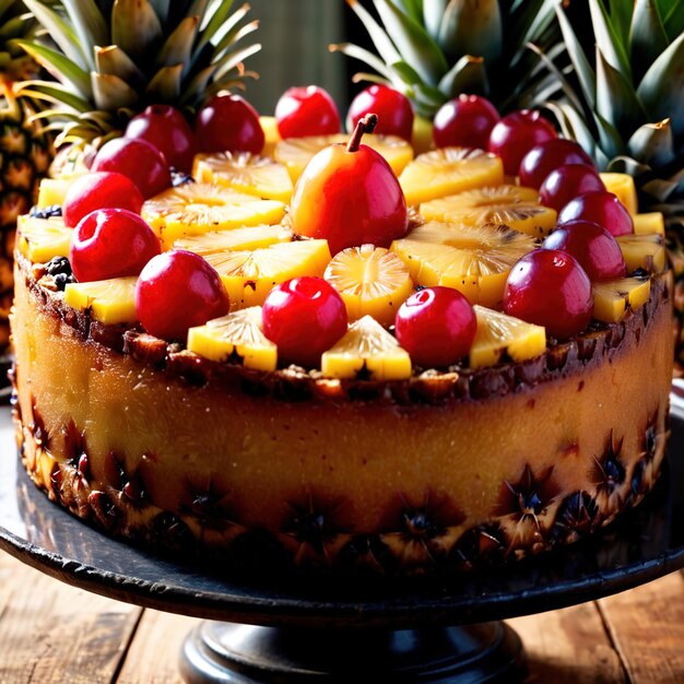 Ananas UpsideDown Cake tradycyjny popularny słodki tort deserowy