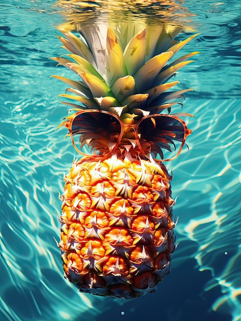 Ananas w basenie Abstrakcyjna ilustracja wakacji letnich