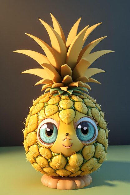 Ananas z twarzą, która mówi "oczy są otwarte".