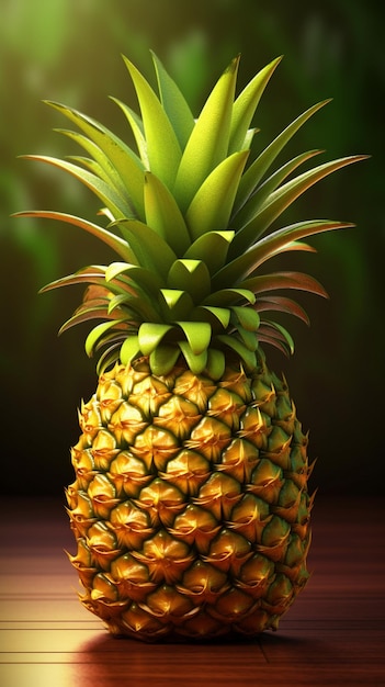 ananas z zieloną łodygą i zielonym liściem.