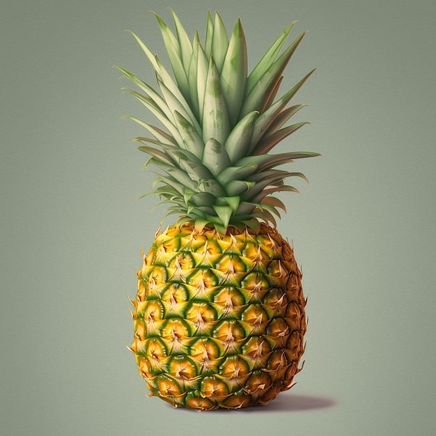 Ananas z zielonym wierzchołkiem z napisem ananas.