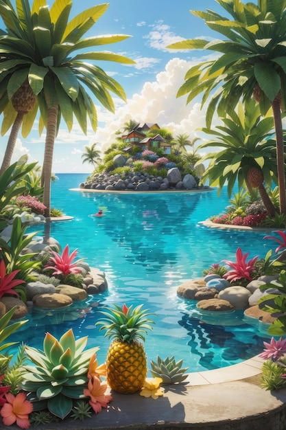 Ananasowa oaza Spokojny tropikalny raj w Island Dreamscapes