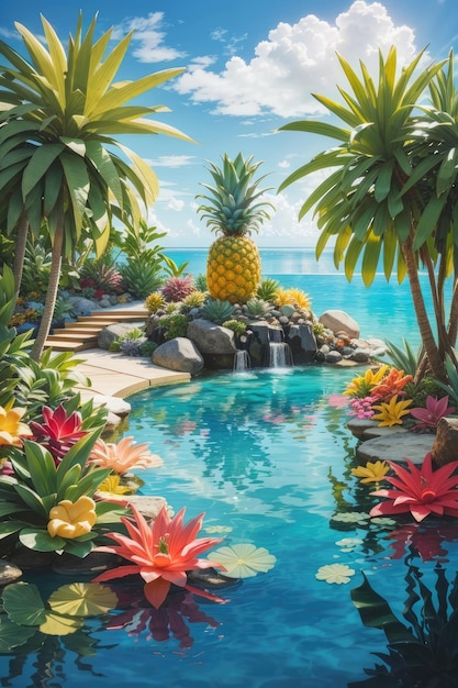 Ananasowa oaza Spokojny tropikalny raj w Island Dreamscapes