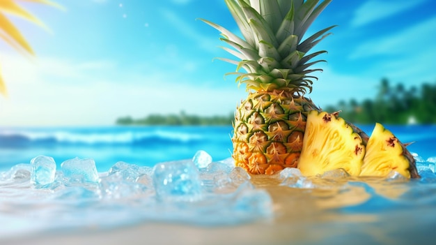 Ananasy na lodzie ze słowem ananas na dole