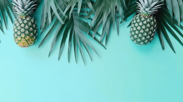 Ananasy tropikalne tło Ilustracja AI Generative