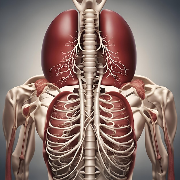 Anatomia ludzkiego ciała ilustracja 3D koncepcja medyczna z podkreślonymi płucami