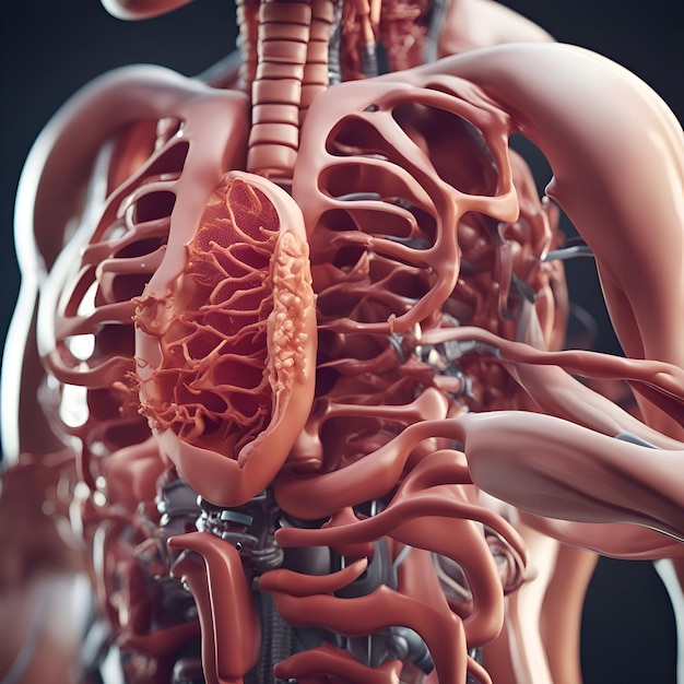 Anatomia ludzkiego ciała ilustracja 3D Narządy ludzkie Narządy wewnętrzne