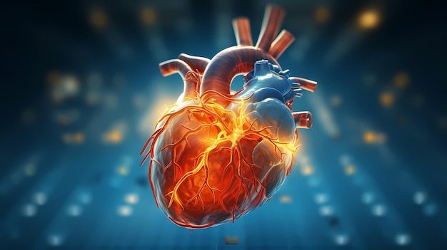Anatomia ludzkiego serca na tle medycznym renderowania 3d Generative Ai