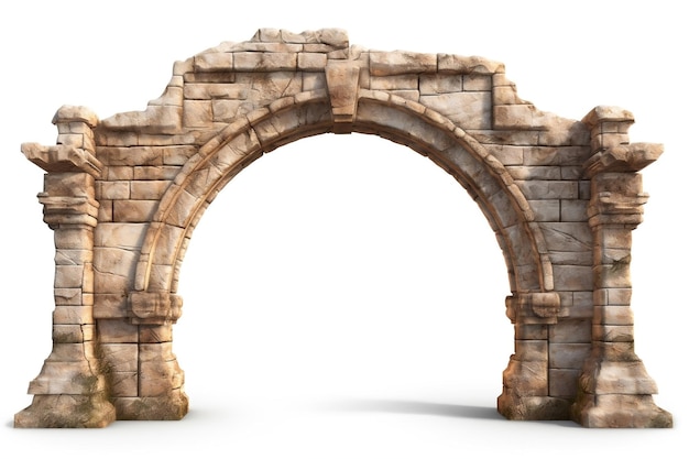 Ancient Stone Arch wyizolowanych na bia?ym tle Generatywne Ai