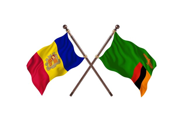 Andora kontra Zambia Flagi dwóch krajów w tle