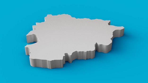 Andora mapa 3D Geografia Kartografia i topologia Sea Blue powierzchnia ilustracja 3D