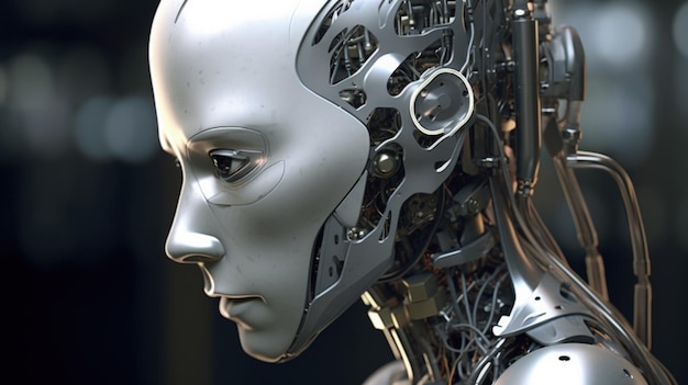 Zdjęcie android robot twarz humanoid technologia maszyna cyber technologia cyborg