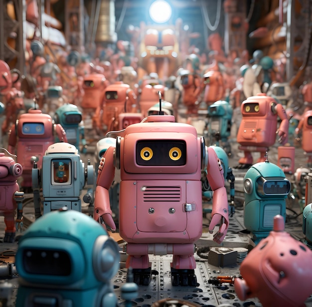 androidy, urocze roboty, armia robotów, inteligencja cyfrowa, sztuczna inteligencja.