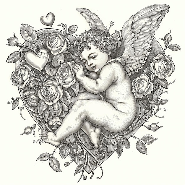 Zdjęcie angel of valentine pencil artwork