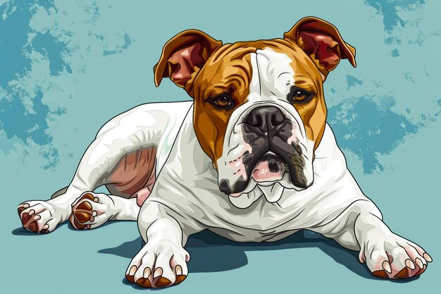 Zdjęcie angielski bulldog ilustracja w stylu kreskówki