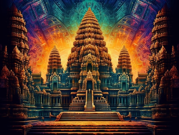 Angkor Wat Indian Mythology Południowa świątynia generująca sztuczną inteligencję