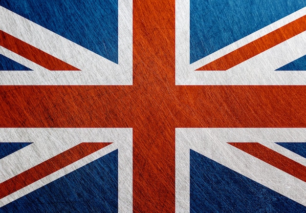 Anglia flaga vintage retro porysowane stalowe tło Wielka Brytania