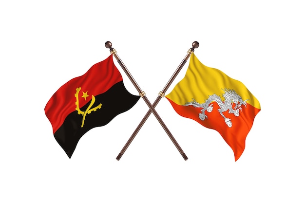 Angola kontra Bhutan w tle flagi dwóch krajów