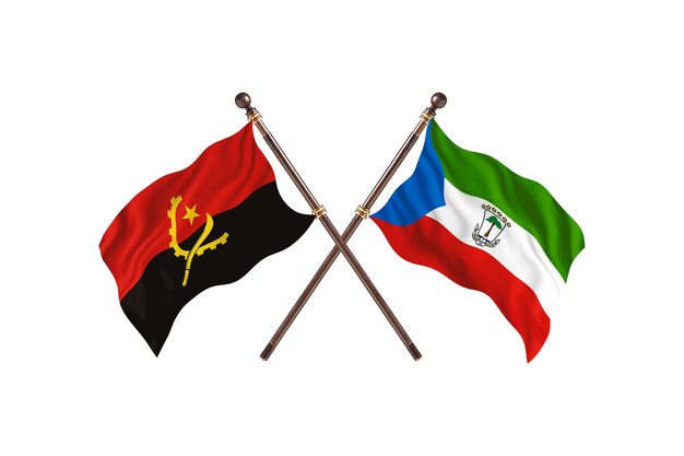 Angola kontra Gwinea Równikowa Tło flagi dwóch krajów