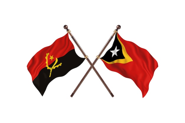 Angola kontra Timor Wschodni w tle flagi dwóch krajów