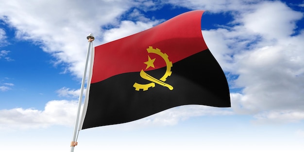 Angola macha flagą ilustracja 3D