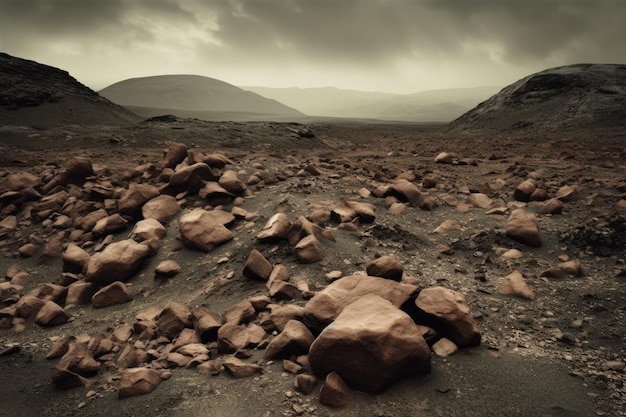 Ani sama scena powierzchni Marsa stworzona w wyobraźni Marsa